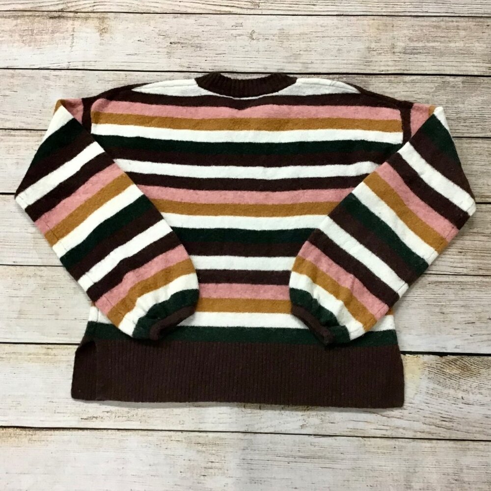 Madewell Striped Knit Pullover Sweater Merino Alpaca Wool Blend Size XS - Picture 10 of 13
